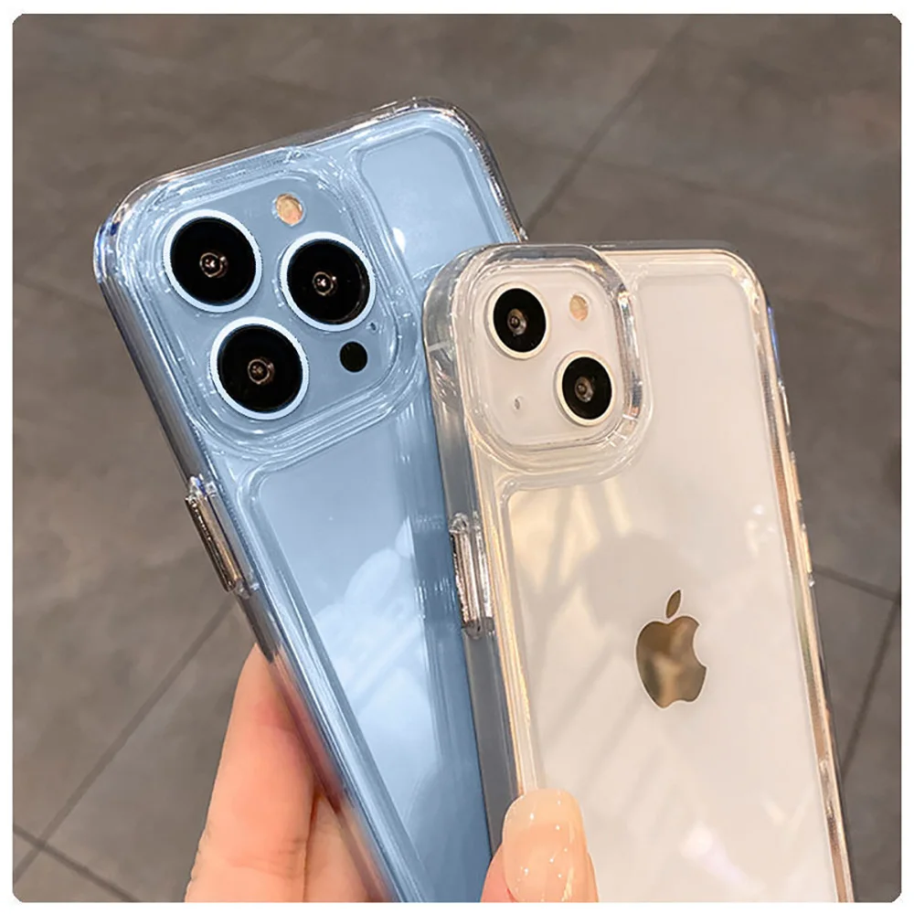 Transparent Shockproof Case For iPhone 15 14 13 12 11 16 Pro Max Plus X XR XS 8 7 SE 2020 2022 Luxury Soft Silicone Back Cover