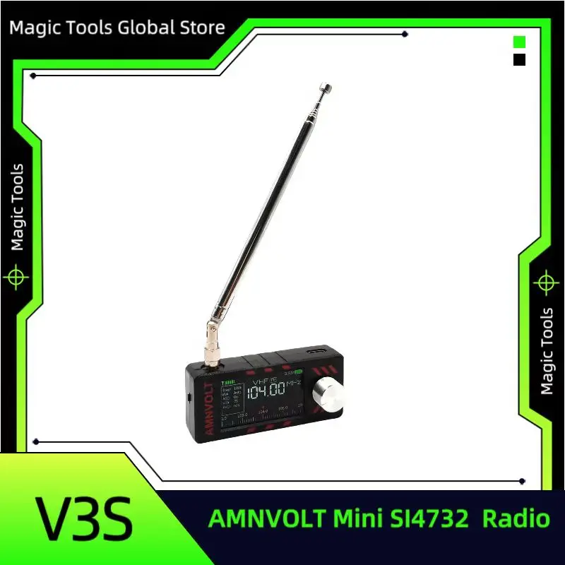Odbiornik radiowy V3S AMNVOLT Mini SI4732 DSP z wzmacniaczem Hi-Z i słuchawkowym, obudowa ABS, odbiornik FM/AM/SSB