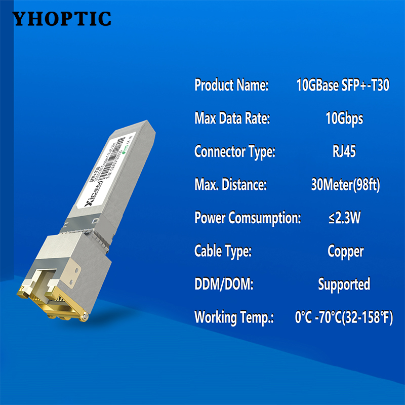 Gigabit SFP + to Rj45 10G/2.5G 30m/100m Copper Modules, Optical Module, Compatible for Cisco, Mikrotik, Ethernet Optic Switch