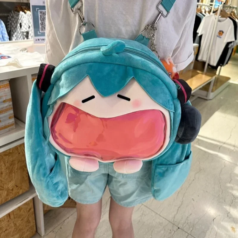 Hatsune miku bolsa de ombro mochila bonito anime menina pelúcia dos desenhos animados kawaii mochila estudante pacote para crianças presentes brinquedos