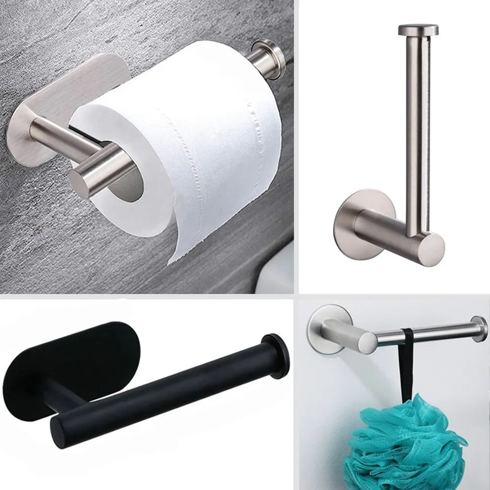 Porta carta igienica senza foratura Porta rotolo da bagno Dispenser di asciugamani in tessuto Appendiabiti in acciaio inossidabile Accessori da cucina per riporre tovaglioli