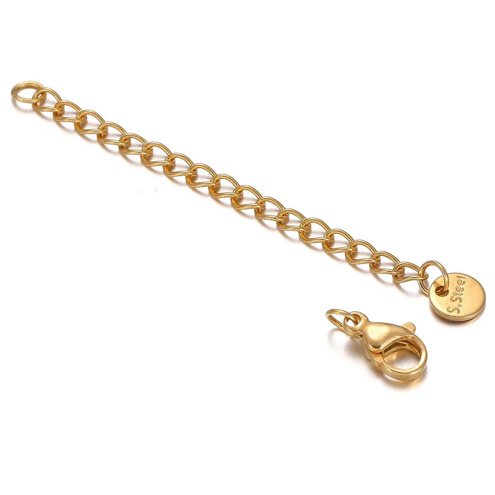 10 cierres de langosta de acero inoxidable, extensión de 5cm, cadenas de cola extendidas para hacer joyería DIY, pulseras, collares, conectores