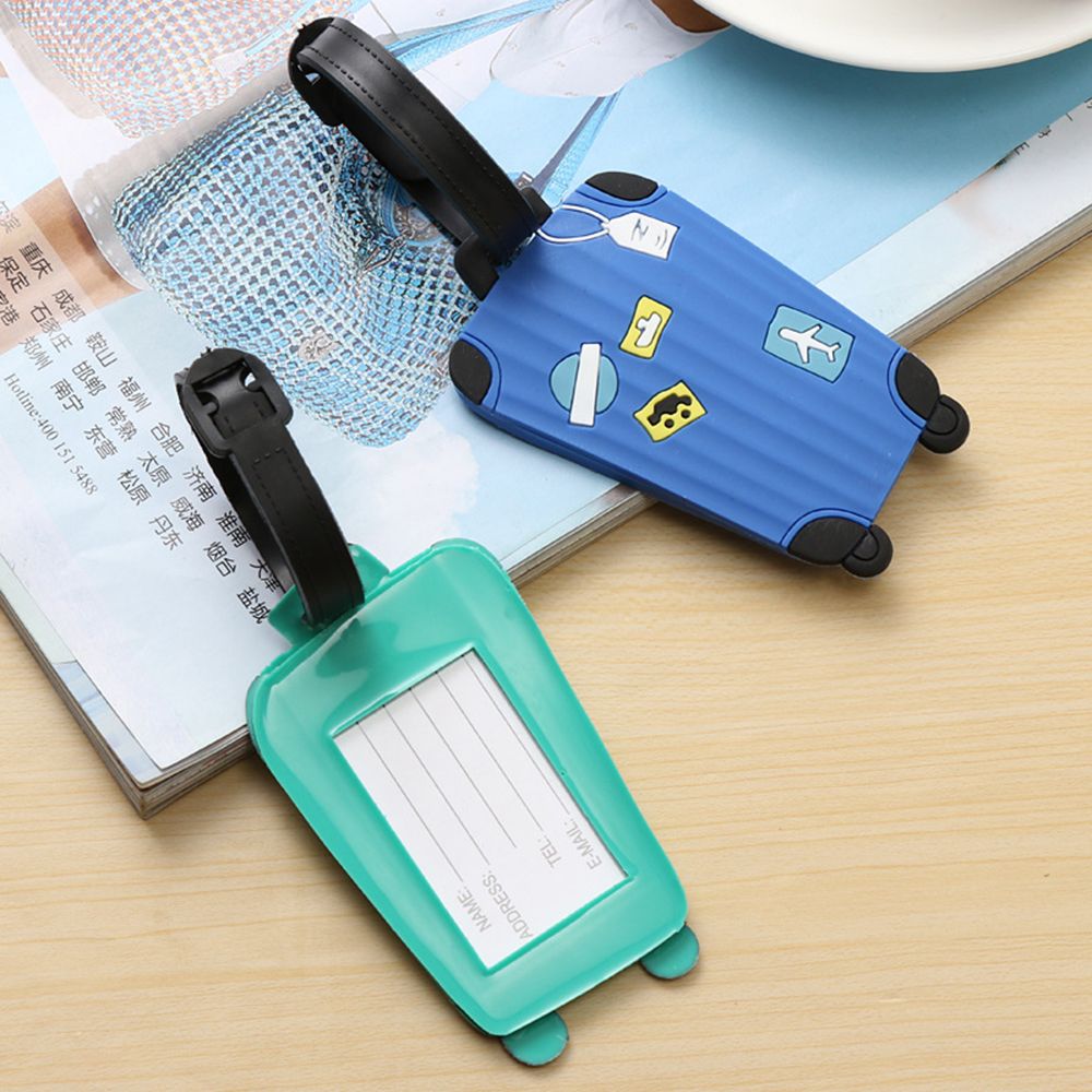 Etichetta per bagagli in Silicone simpatico cartone animato con tracolla zaino etichetta per borsa etichetta nome ID Tag bagagli valigia identificativi viaggio d'affari