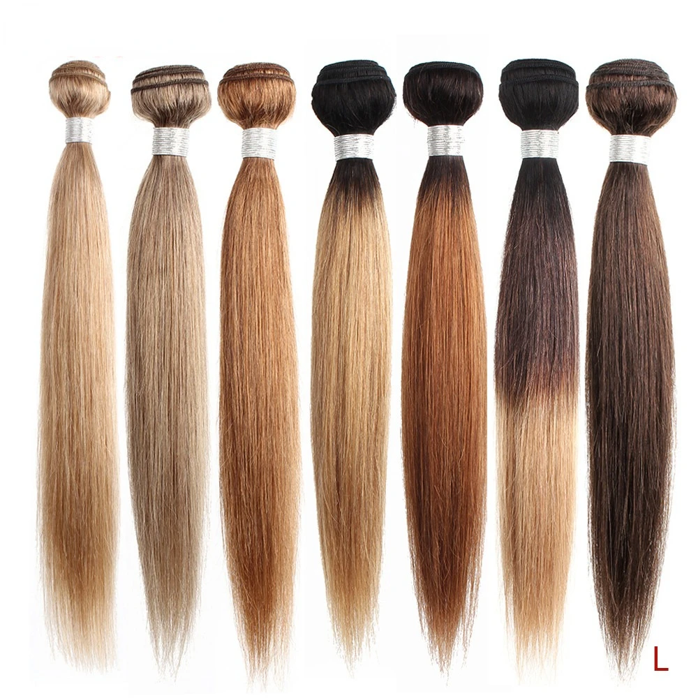Ông Trùm Tóc Kèm 1 Màu 8 Tro Tóc Vàng Màu 27 Mật Ong Tóc Vàng Ấn Độ Thẳng Tóc Dệt Lưng Ombre Remy Con Người tóc