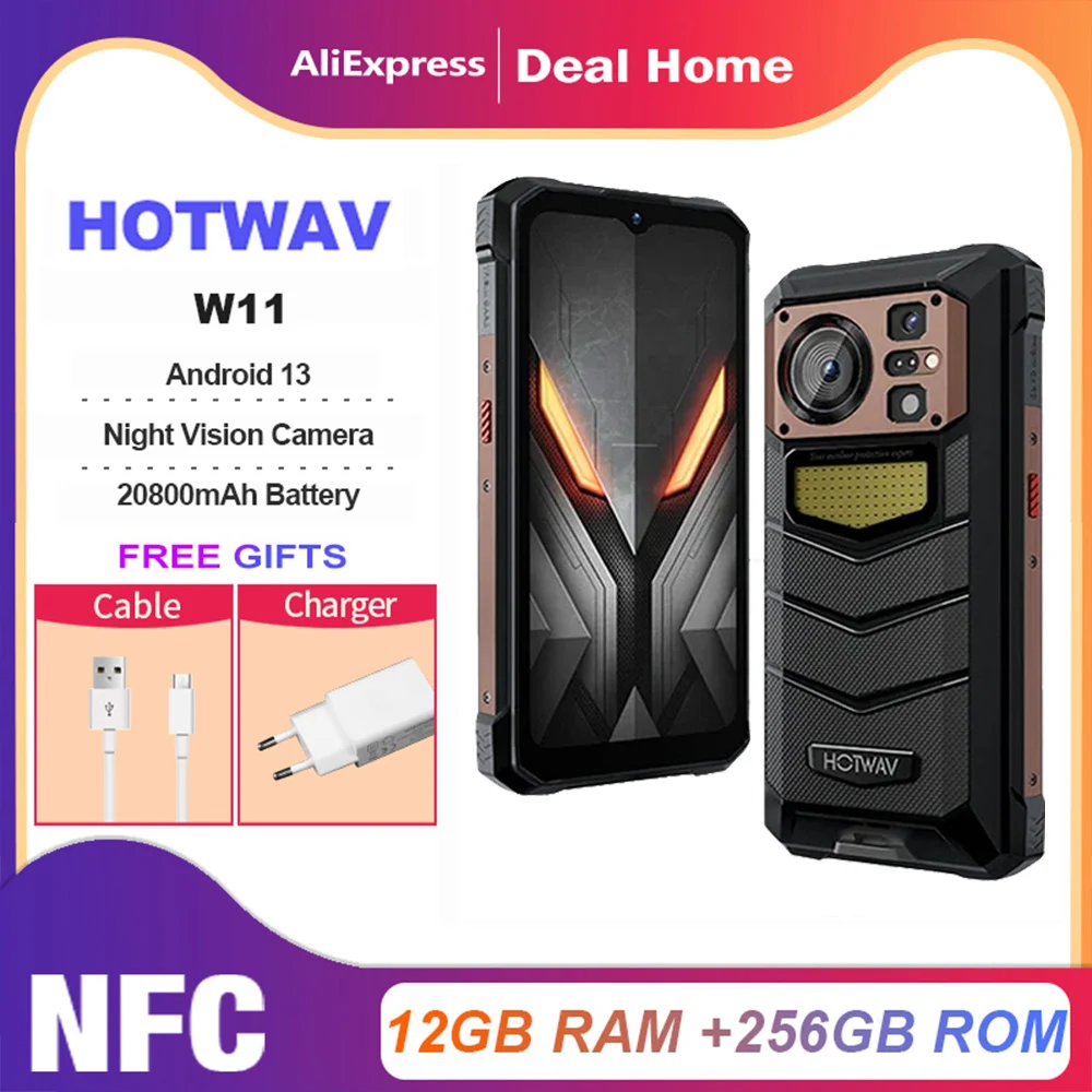 [World Premeire] HOTWAV W11 โทรศัพท์ที่ทนทาน 20800mAh 280LM ไฟฉาย 6.6 ''FHD + สมาร์ทโฟน 33W 24MP Night Vision โทรศัพท์มือถือ
