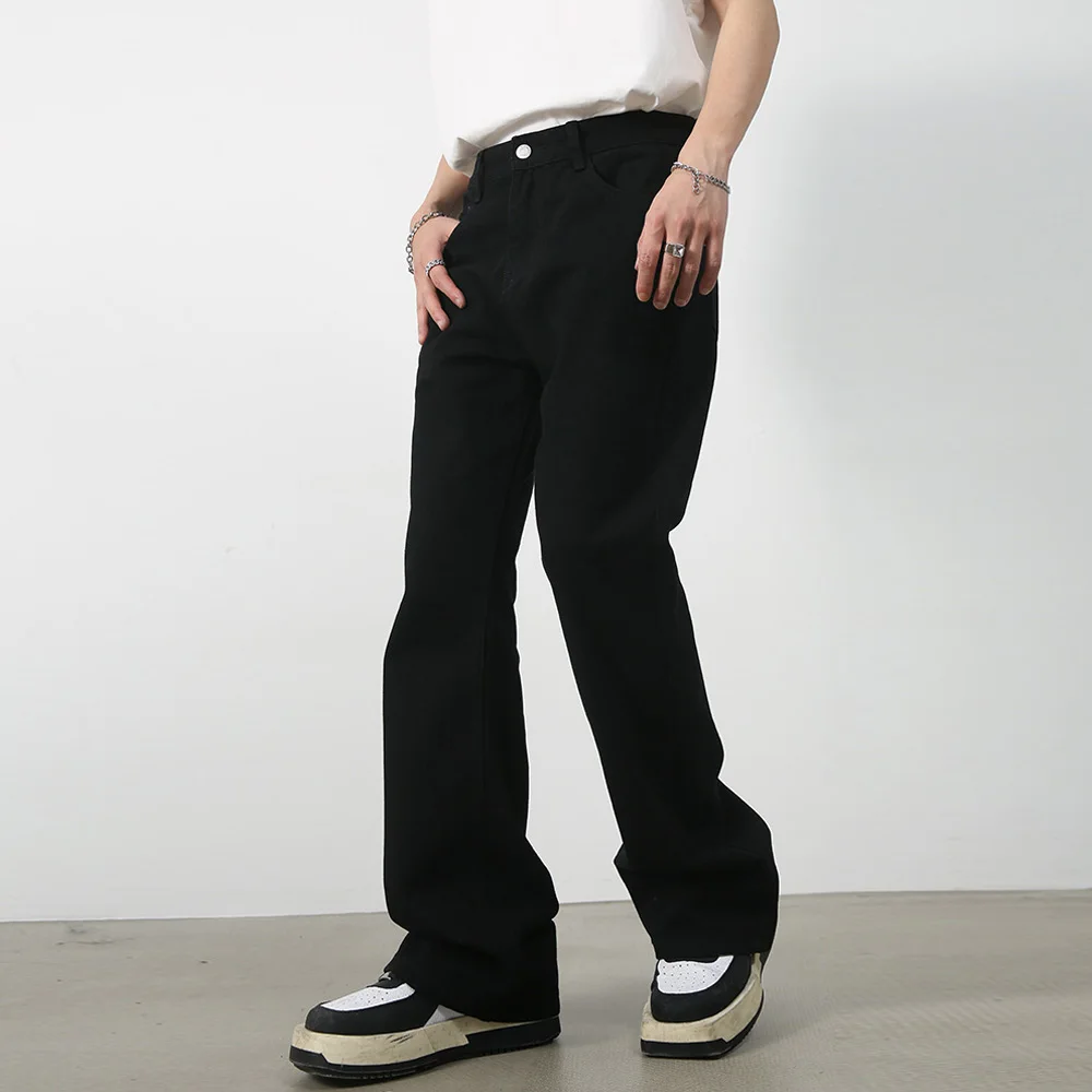 남성 하이 스트리트 힙합 캐주얼 소형 플레어 데님 청바지 바지 남성 일본 한국 스타일 streetwear 빈티지 데님 바지 바지
