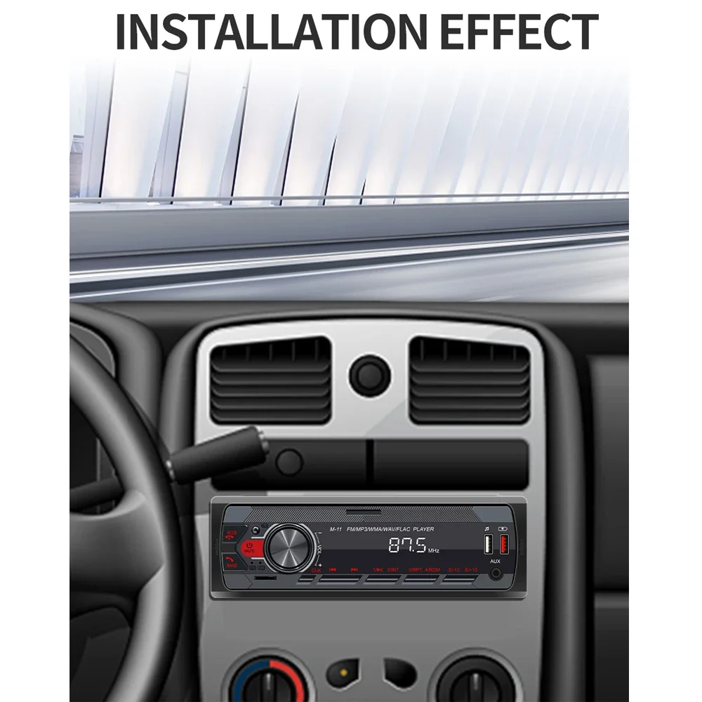 ESSGOO-Reproductor multimedia universal para automóvil, radio para automóvil MP3 de 1 Din, audio estéreo, Bluetooth, automotriz, botones coloridos, 1 Din
