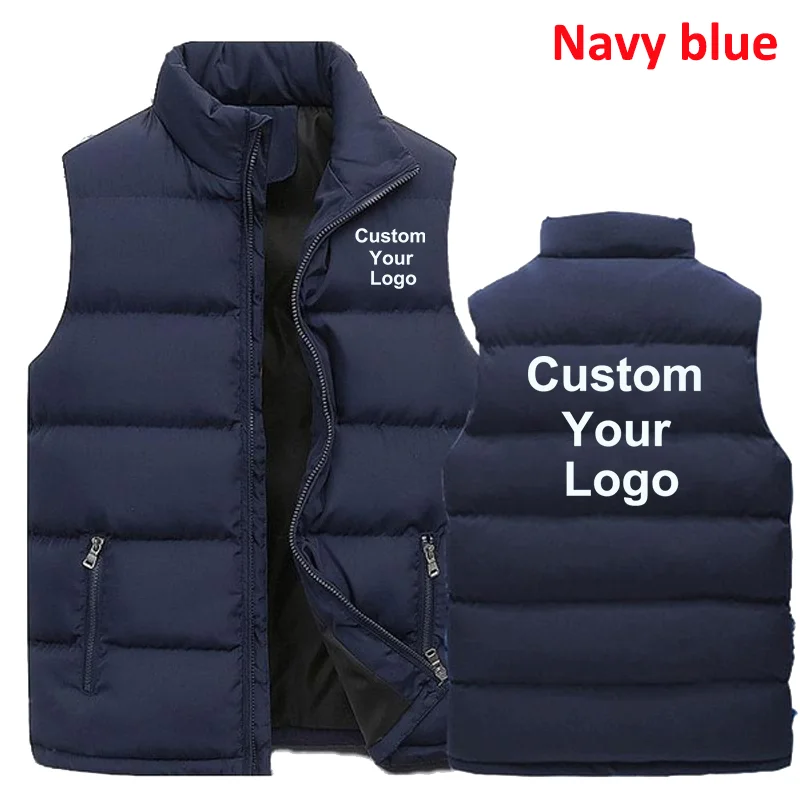 Colete quente com zíper personalizado com seu logotipo masculino casual esportivo gola sem mangas jaqueta de inverno