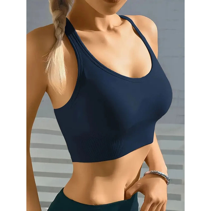 Sutiã esportivo sem costura confortável e respirável push up para ioga @ W4