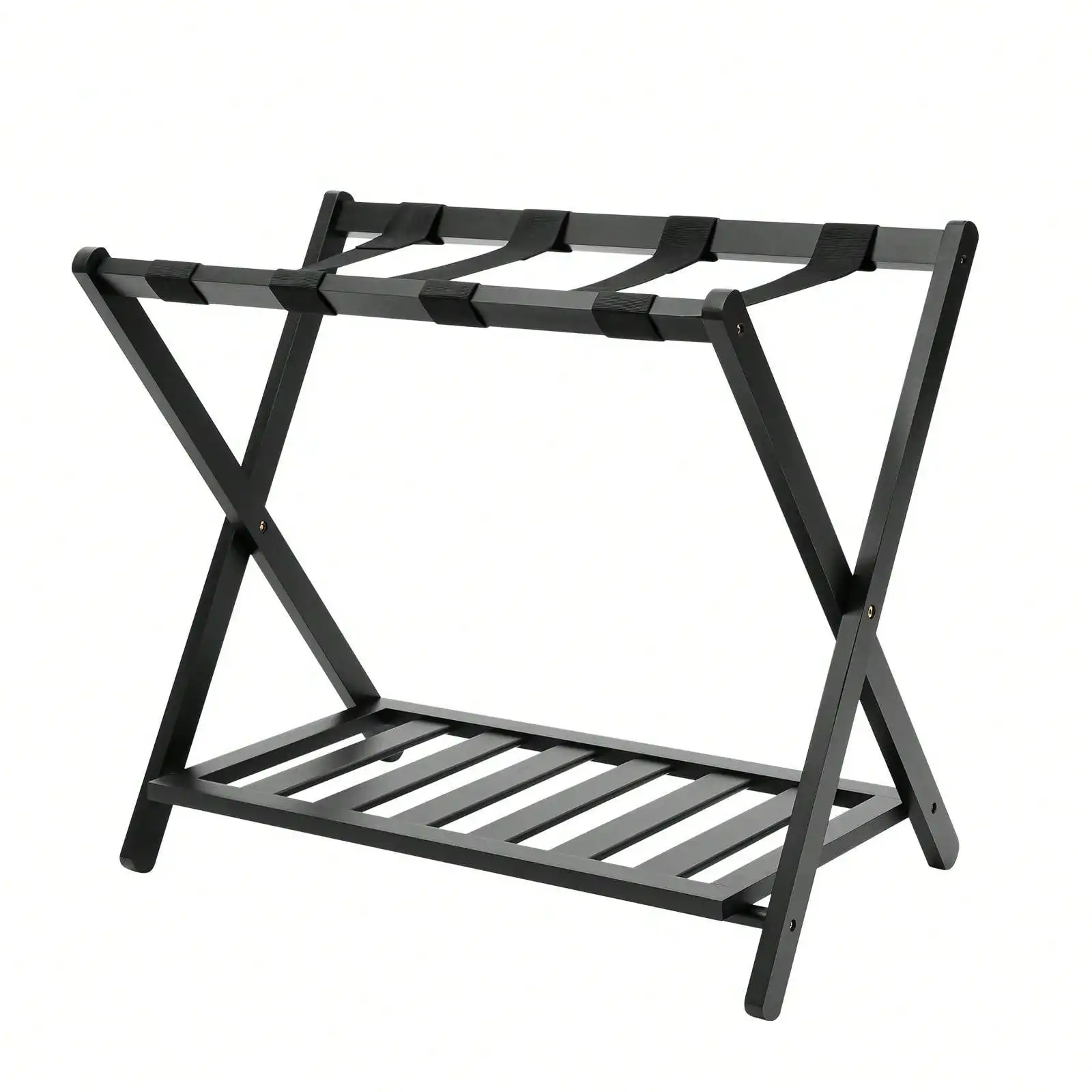 Double-Layer Luggage Rack Foldable Space-Saving Home Storage Excellent Load-Bearing Capacity for The Bedroom and Guest Room
