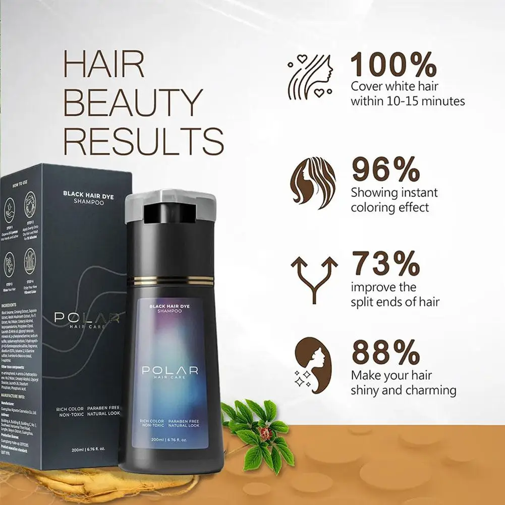 Haarverf Kleurshampoo 3 in 1 Instant Haarverfshampoo Voedt Langdurige Kleurverf Voor Vrouwen & Mannen Grijs Haar Dekking 200ML