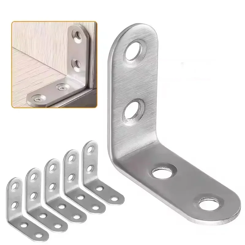 10 Uds. Soportes de esquina de ángulo de 90 grados, sujetador de soporte de esquina de acero inoxidable, soportes de pared, colgador para estantes, mesa, silla