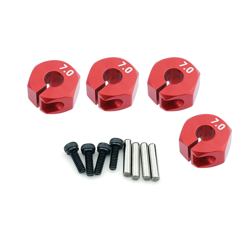 4 Uds. De aluminio de 5/6/7mm de espesor, bujes de transmisión hexagonales de 12mm con pines y tornillos para coches trepador de control remoto, camiones, HSP Tamiya SCX10 Slash