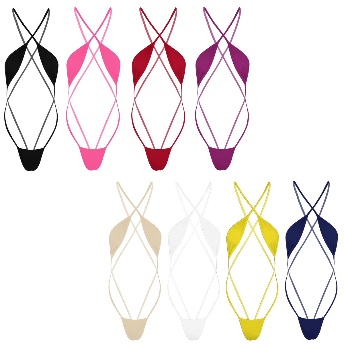 Mini micro biquíni tanga feminino maiô conjunto de biquíni lingerie com tiras cruzadas sem costas roupa de banho feminina