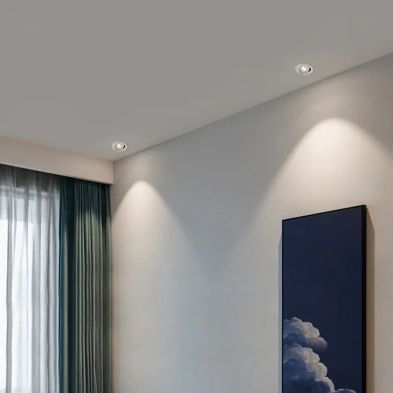 Hình Dáng Tròn 360 Góc Điều Chỉnh Đèn LED Âm Trần COB Đèn LED Downlight Âm Trần Tròn Đen/Trắng 9W 12W Đèn LED Âm Trần 15W đèn Pic Nền Focos