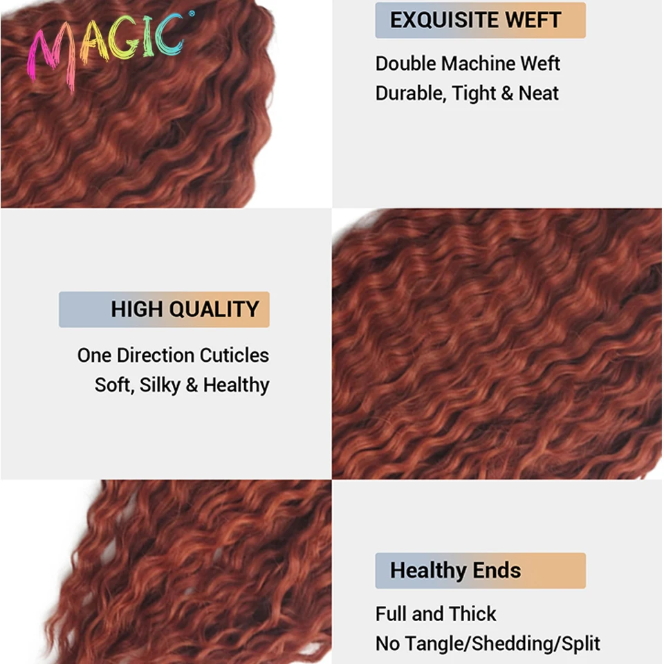Magic Móc Tóc Mềm Mại Sóng Nước Áo Croptop Thắt Bím Tóc Tổng Hợp Ombre Tóc Vàng Đỏ 24 "Sâu Mở Rộng Sóng Cho Nữ đồ Chơi Cosplay