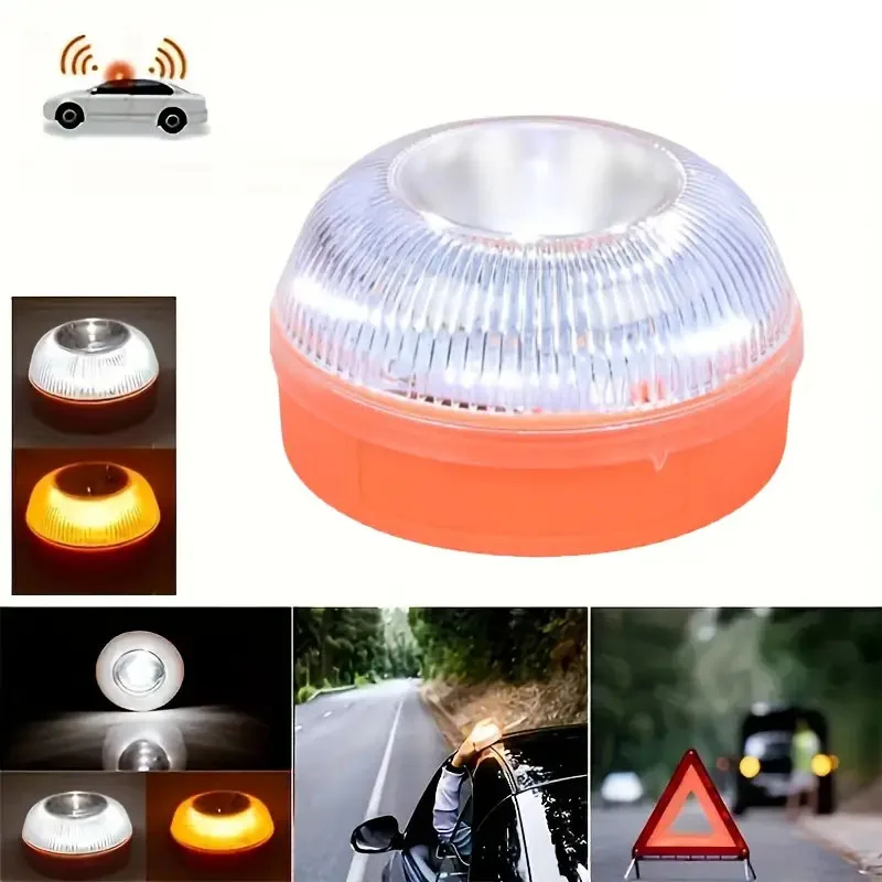 1/2pc Lampada di emergenza gialla lampeggiante magnetica Luce di avviso di sicurezza necessita di alimentazione a batteria AAA per luce di sicurezza stradale da campeggio esterna