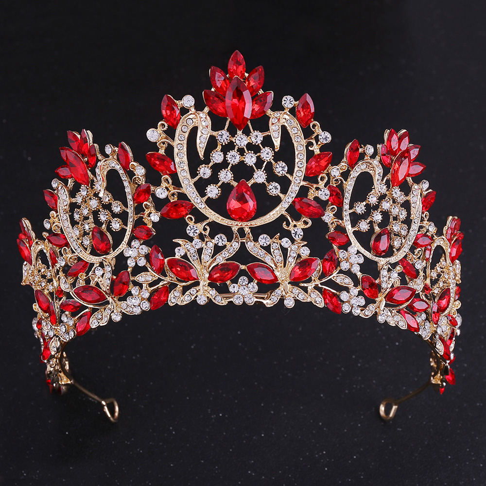 Baroque คริสตัล Rhinestone Tiaras และ Crowns สําหรับเจ้าสาว Vintage พรหมมงกุฎเจ้าสาวงานแต่งงานอุปกรณ์เสริมผมเครื่องประดับ