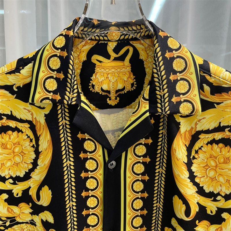 Luxe heren korte mouw button-down overhemd koninklijke heren tops shirt zachte zijden top herenoverhemd 2025, hot koop koninklijk overhemd