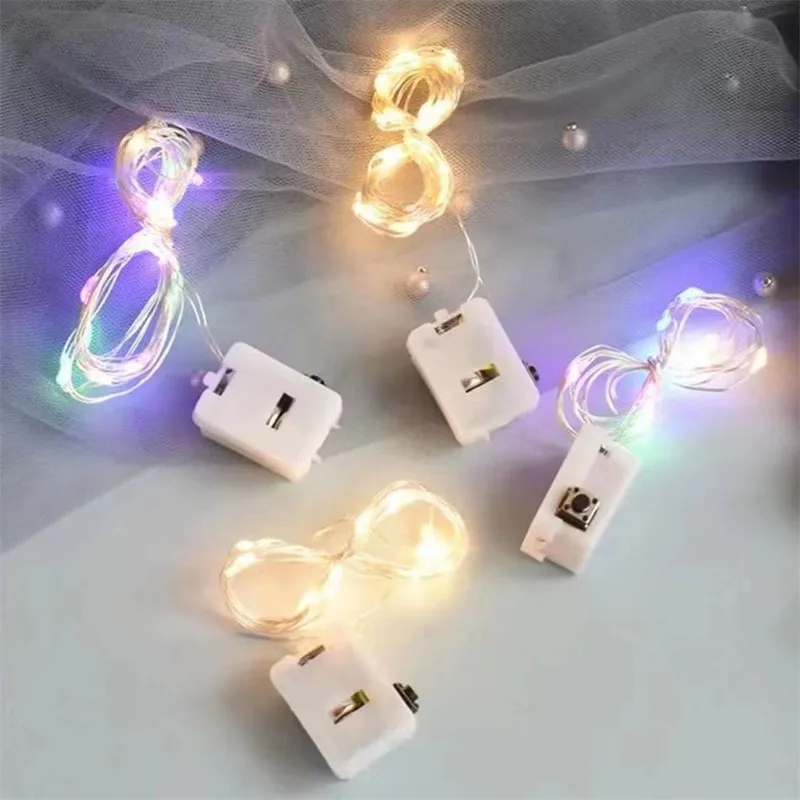 10/5 pièces guirlandes lumineuses LED 3 modes chaîne lumineuse bouton batterie anniversaire mariage décoration fête jardin arbre Camping décor