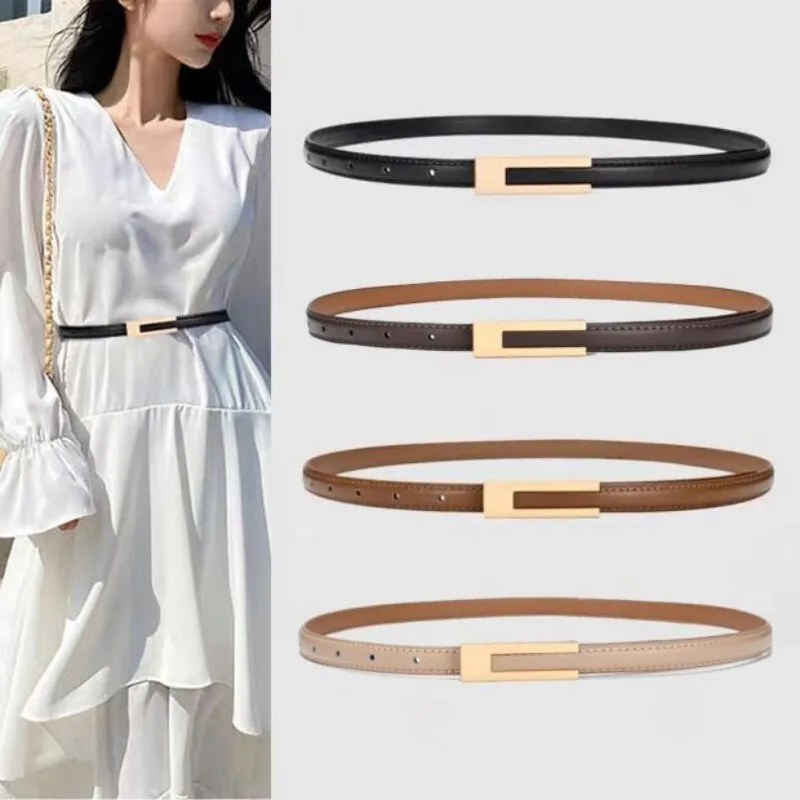 Feminino coreano moda couro do plutônio cinta de cintura fina acessórios de metal cinto básico feminino casual poroso ajustável moda cintos