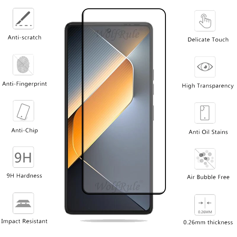Pelindung layar Tecno Pova 6 Pro, kaca 6 dalam 1 untuk Tecno Pova 6 Pro tutup penuh kaca Tempered 9H pelindung layar Tecno Pova 6 Pro