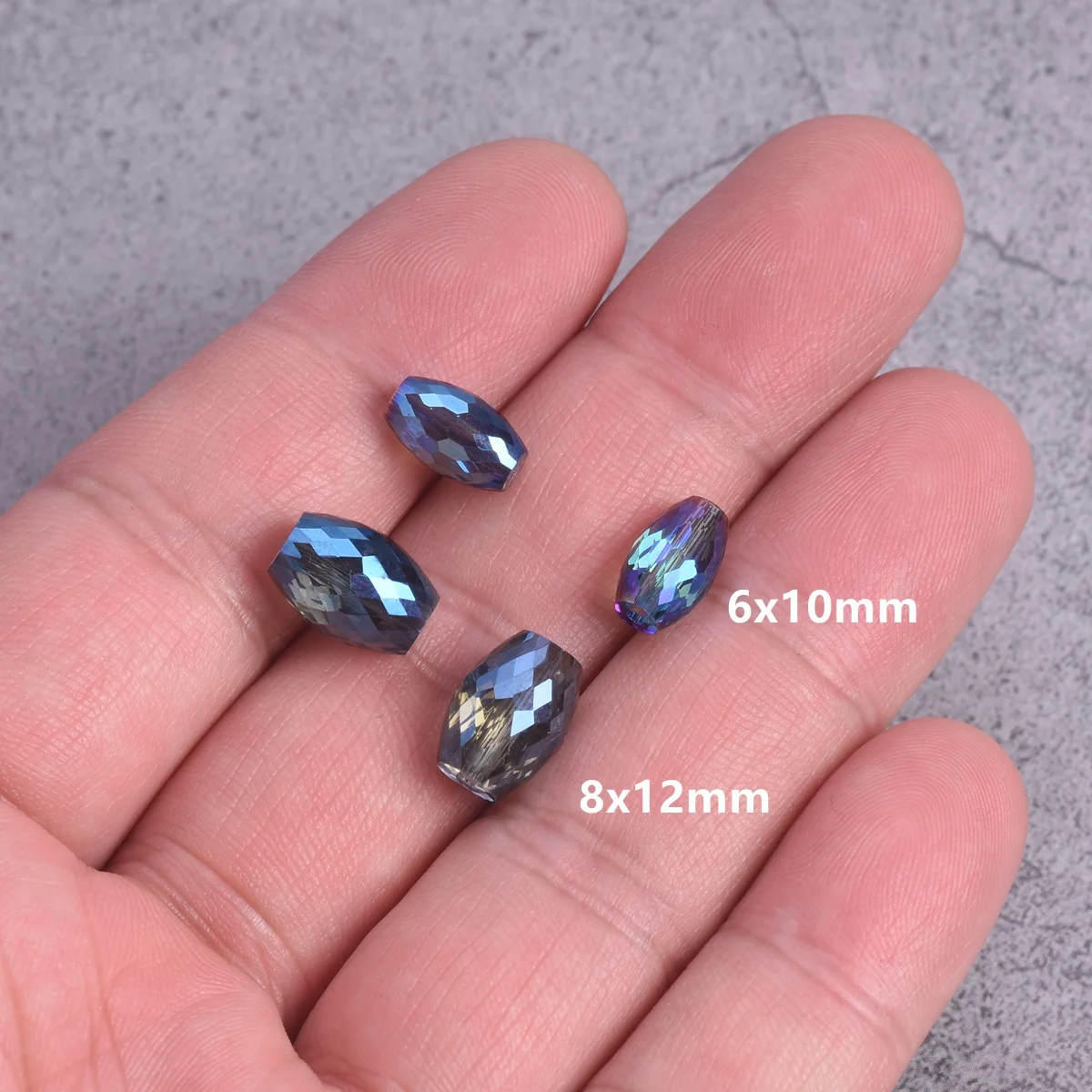 10 個 10 × 6 ミリメートル 12 × 8 ミリメートルオーバルシリンダーファセットカットクリスタルガラスルースクラフトビーズジュエリー作成 DIY