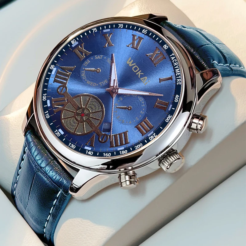 Wokai-reloj deportivo de cuarzo para hombre, cronógrafo de negocios con correa de ocio, nuevo, 2023