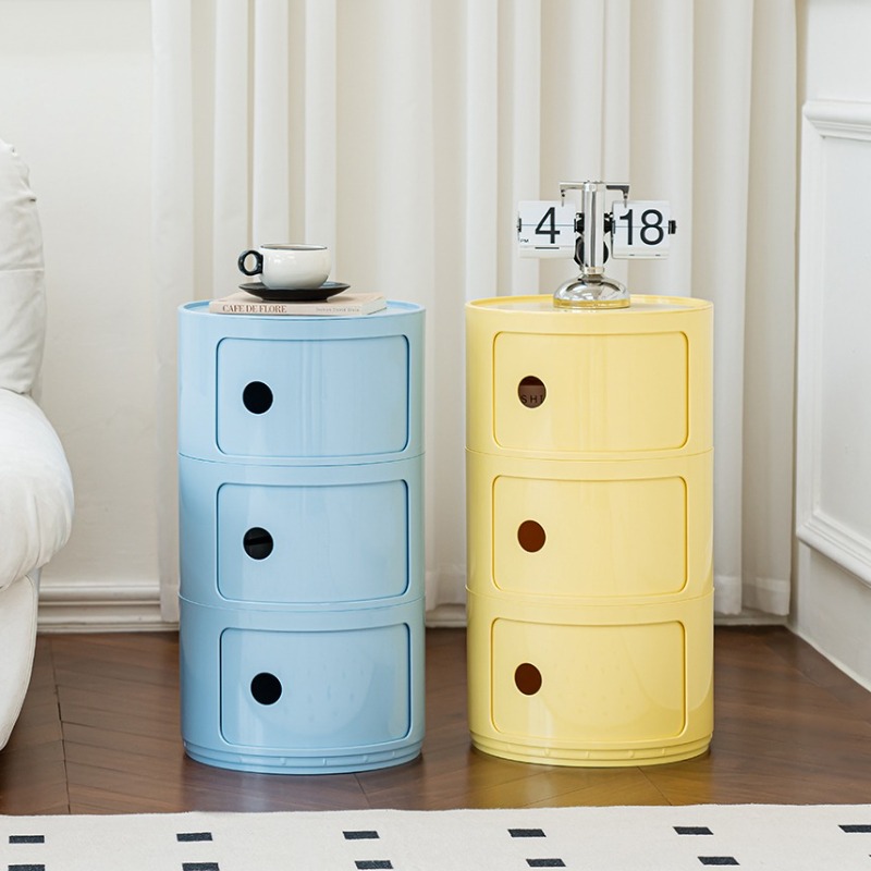 Mesitas De noche simples redondas De estilo nórdico, mesitas De noche De plástico para dormitorio, Mini mesita De noche pequeña creativa, muebles para el hogar