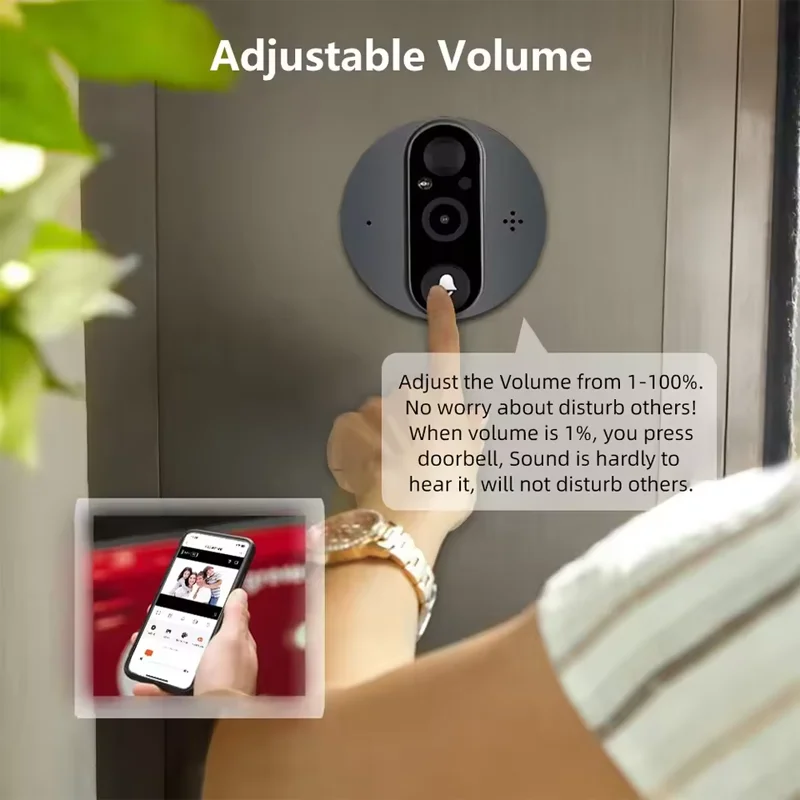 3MP Smart Life Tuya 1080P WiFi Campanello per porta Spioncino Telecamera 5000mAh Batteria Rilevatore di movimento PIR IR Alexa Google Home Visualizzatore digitale