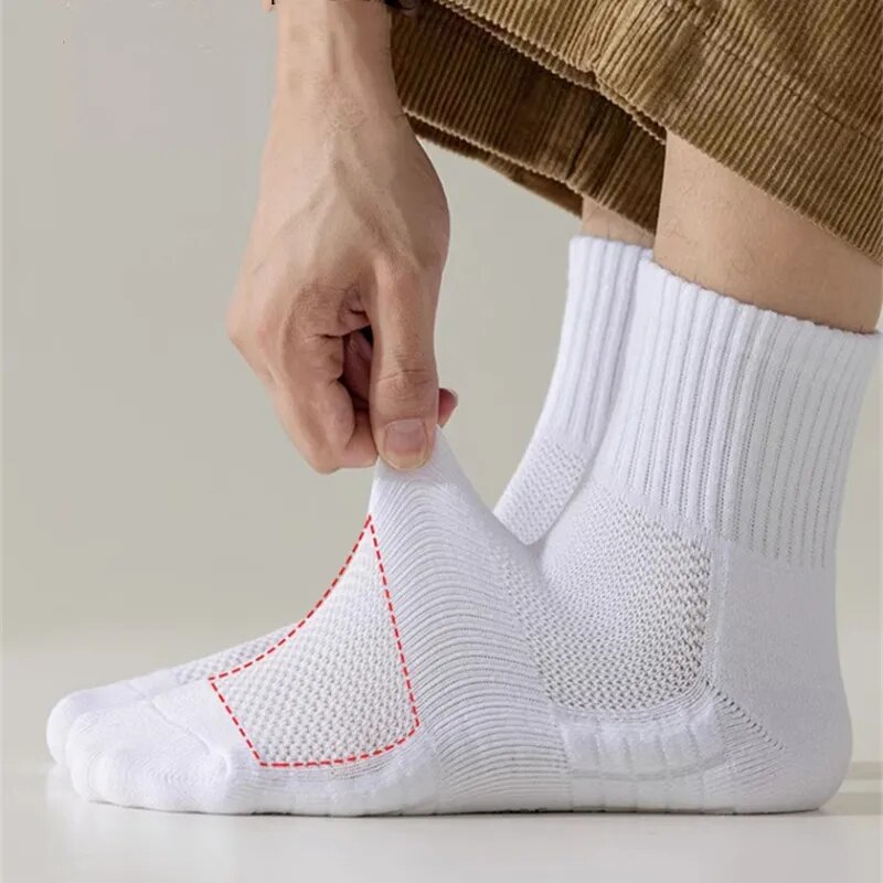 10/6/5/3/1 pares de calcetines deportivos de suela gruesa que absorben la humedad con parte inferior acolchada, perfectos para correr y deportes profesionales