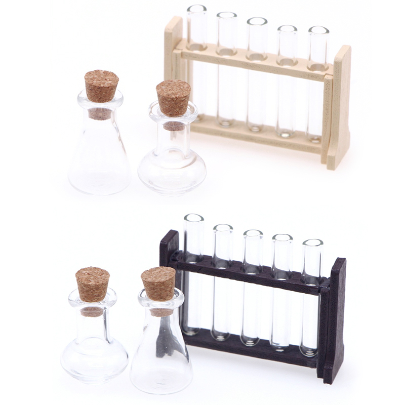 1 セット 1:12 ドールハウスミニチュア試験管計量カップラック実験室モデルの装飾おもちゃドールハウスアクセサリー