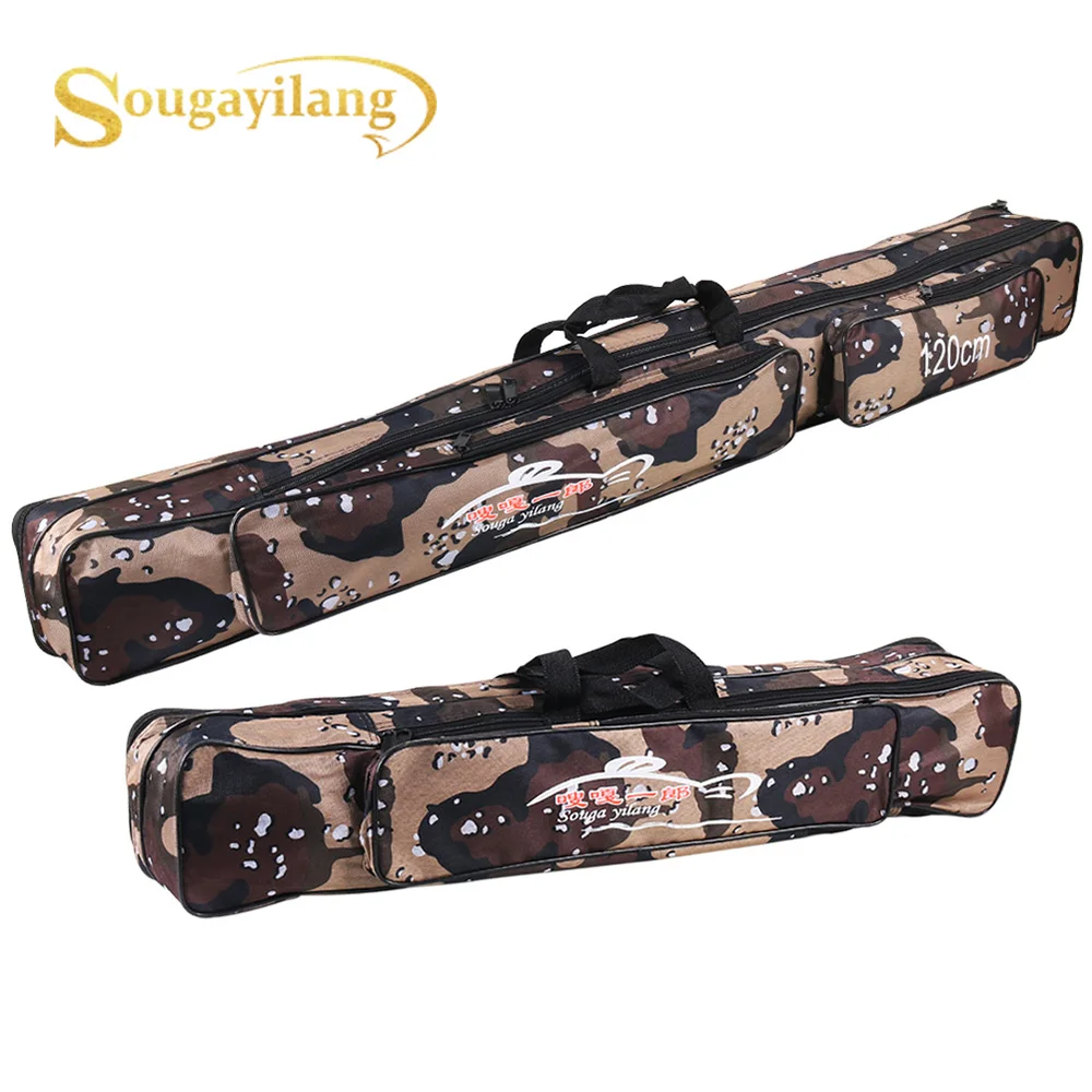 Bolsa de caña de pescar Sougayilang, bolsas de aparejos de pesca de nailon portátiles de 80cm y 120cm, bolsa de accesorios de pesca de gran capacidad