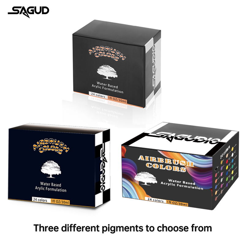 SAGUD-Juego de pintura para aerógrafo, pintura acrílica fluorescente opaca y a base de agua para zapatos, uñas, arte, modelo DIY, 30ML, 12/24 colores