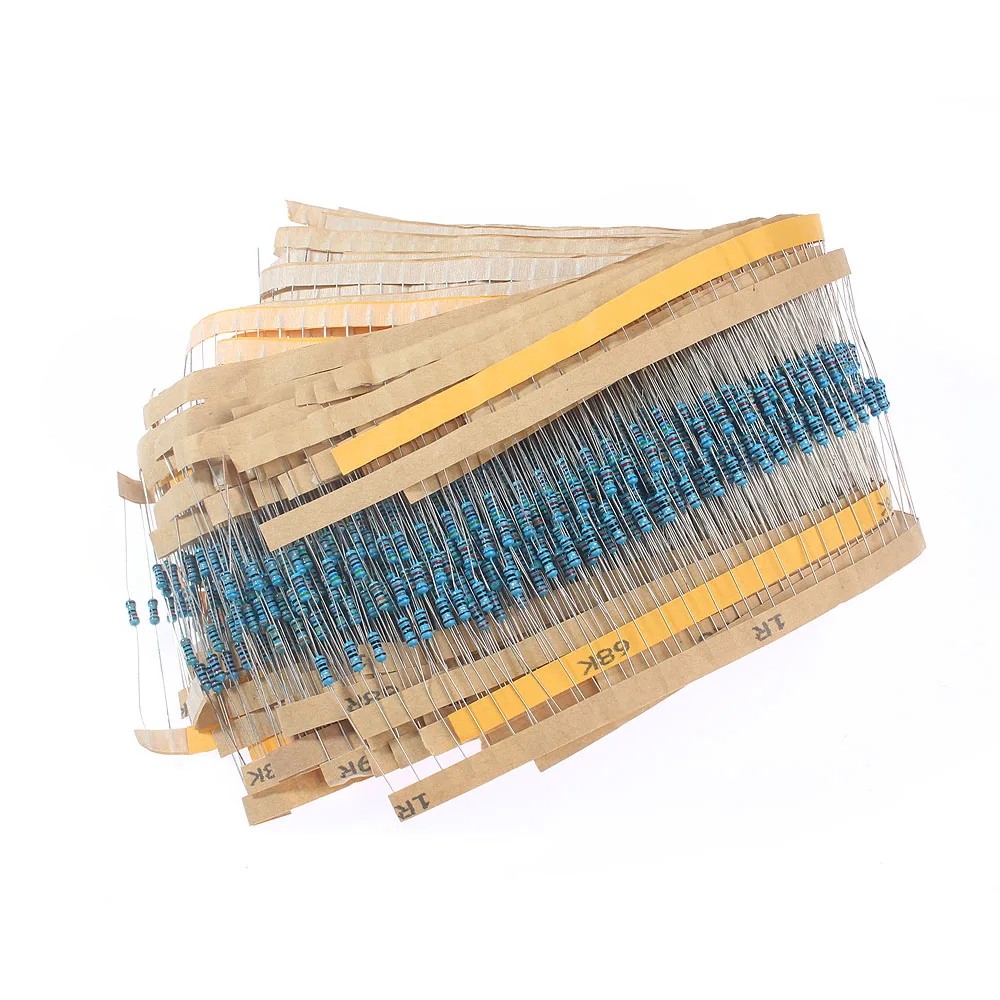 Kit surtido de resistencias de película metálica, 500/2500 Uds., 1/4W 1% 1R ~ 10M ohm, Kit electrónico Diy de resistencia