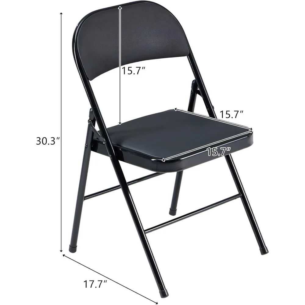 6 Pack  Folding Chairs with Padded Seats for Outdoor & Indoor, Portable Stackable Commercial Seat with Steel Fram