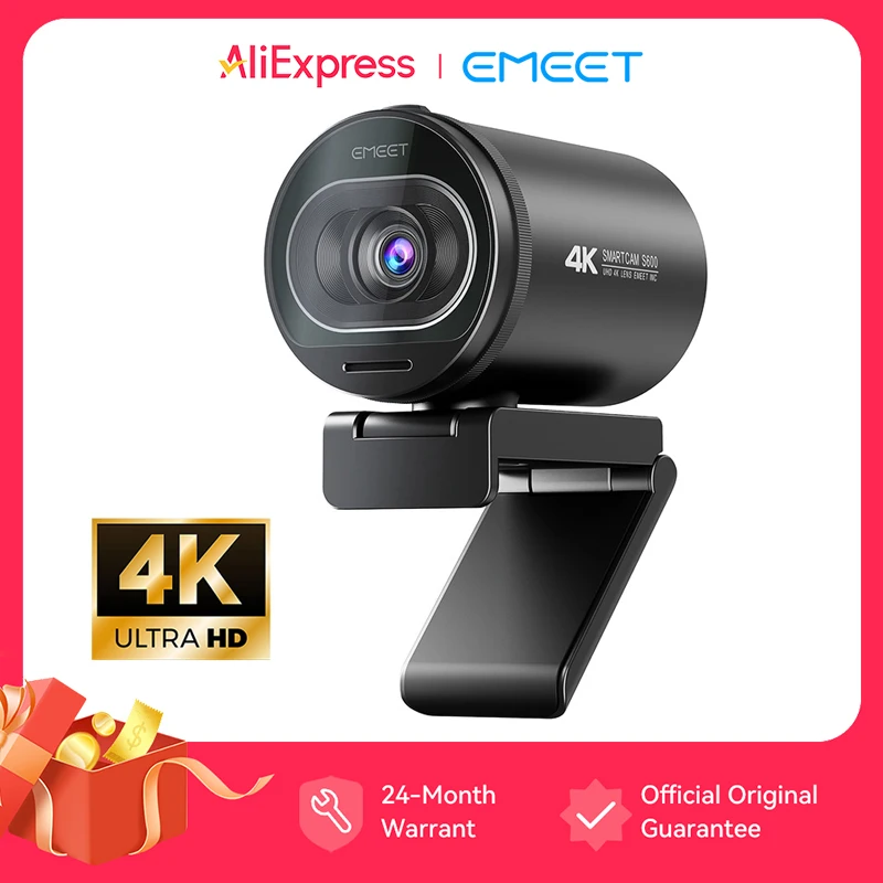4K Webcam 1080P 60FPS Streaming Web Camera EMEET S600 Autofocus Living Stream Camera With Mics&Privacy Cover for Tiktok/YouTube