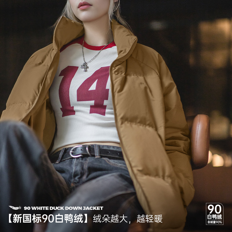 Madenผู้หญิงลงเสื้อแจ็คเก็ตฤดูใบไม้ร่วงฤดูหนาว90% เป็ดสีขาวลงหนาและWarm Stand Collarเสื้อแจ็คเก็ตWindproof