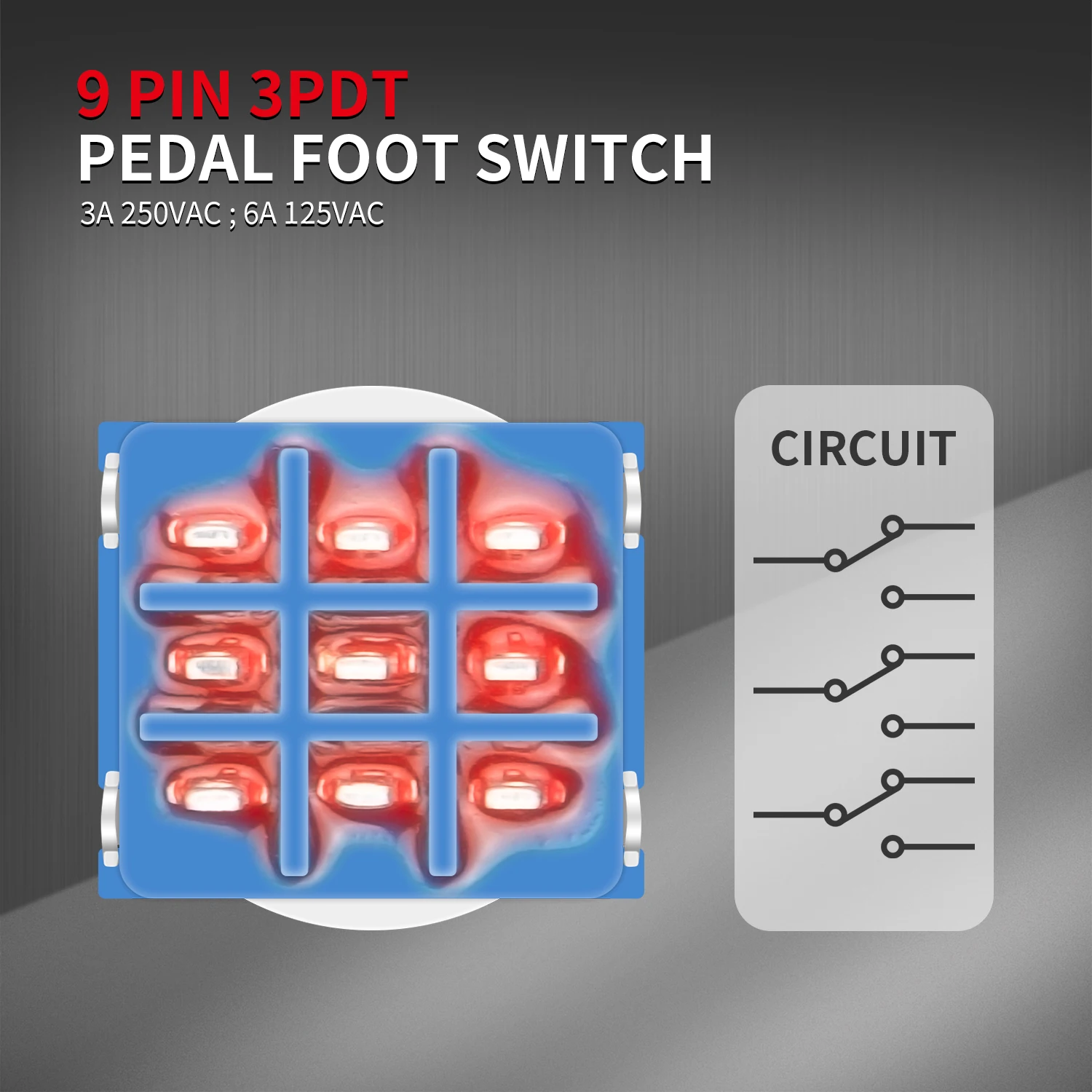 DaierTek 10 STKS Gitaar Effect Pedaal 3PDT Voetschakelaar 9 Pin Vergrendeling Stomp Drukknop Voetschakelaar True Bypass Soldeer Lugs
