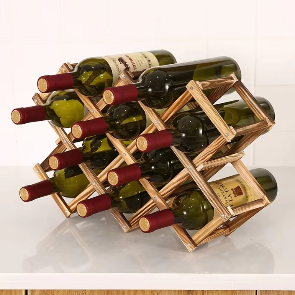 Holz Weinregal Kreative zusammenklappbare Weine Halter Multifunktions Rotwein Flasche Display Rack Bar Lagerregale Organizer