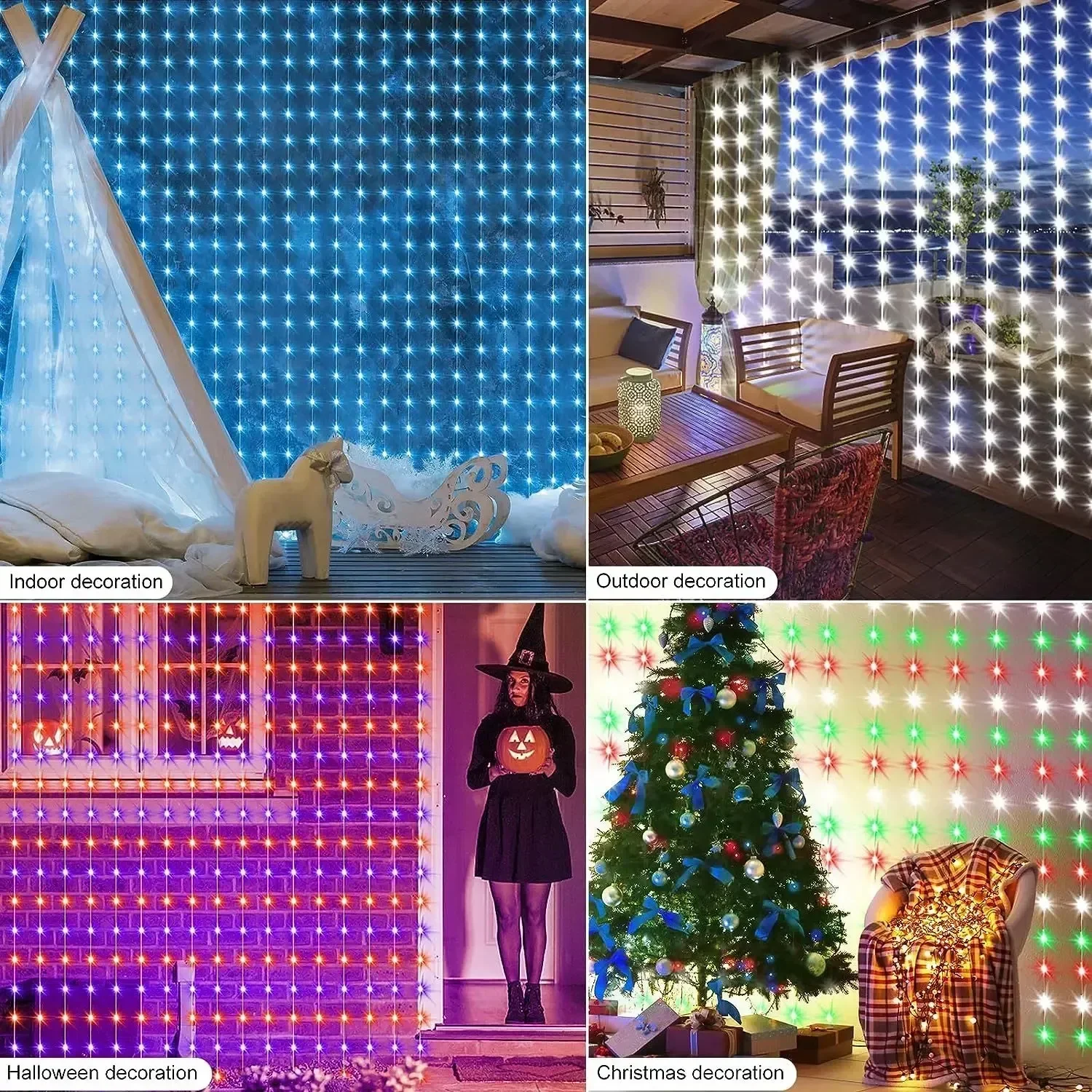 RGBIC Vorhang Lichterkette USB Stecker Fernbedienung LED Vorhang Licht APP Bluetooth Steuerung Lichterketten für Raumdekorationen