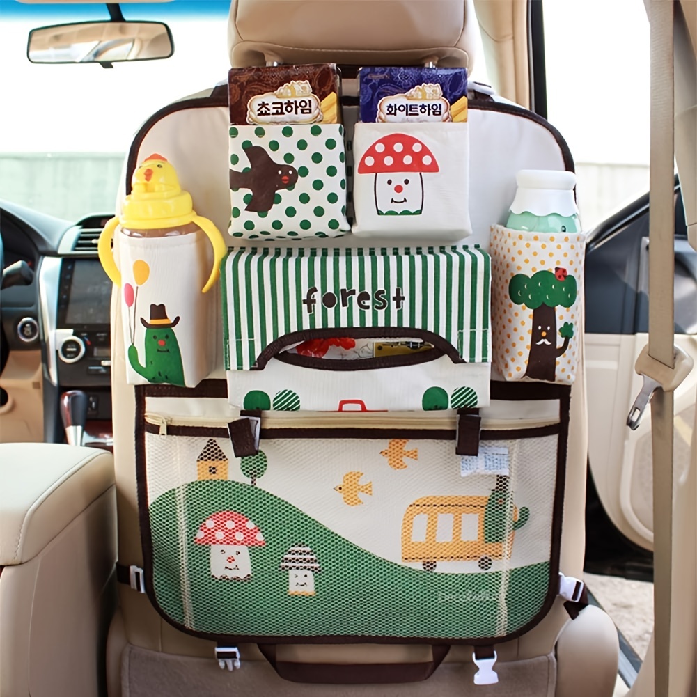 Bolsa de almacenamiento para asiento trasero de coche de bebé de dibujos animados, bolsa colgante multifuncional de gran capacidad, organizador de asiento de coche para niños, caja de viaje para niños pequeños