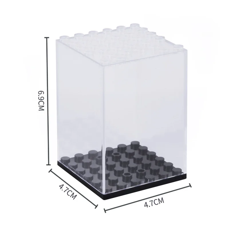 Clear Building Blocks กล่องตู้โชว์บล็อกของเล่นโปร่งใสกันฝุ่นจอแสดงผล Stackable Square Storage กล่อง Organizer