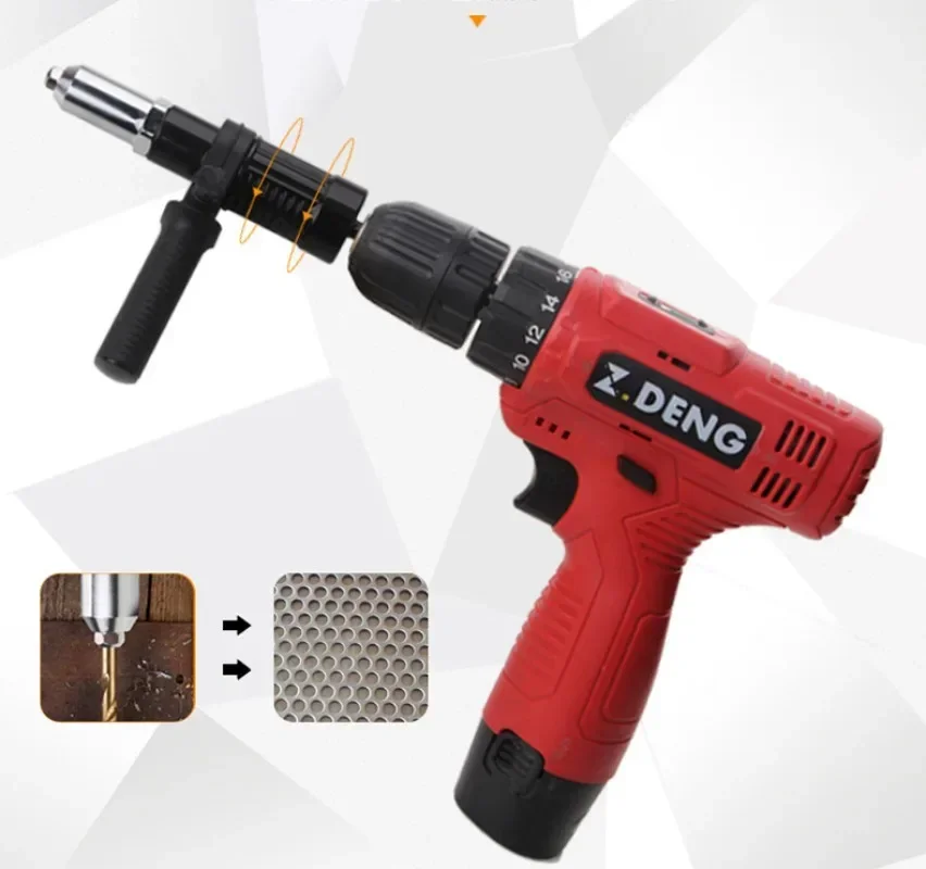 Electric Riveting Gun Adapter 2.4mm-4.8mm Rivet Nut Gun Drill Bit Nozzle Cordless Conversion Connector Power Tools