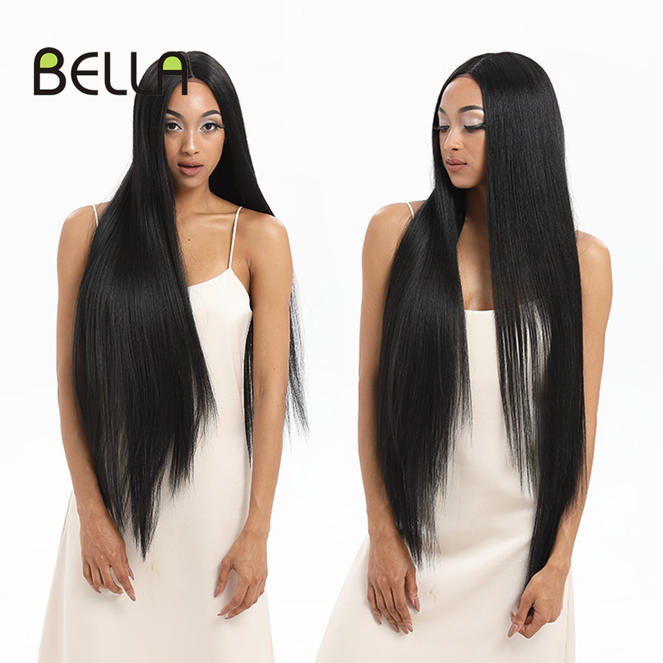 Bella Synthetische Gerade Spitze Perücken 38 Zoll Super Lange Gerade Haar Spitze Vorne Perücke Lolita Rosa Blonde Cosplay Perücken Für Frau