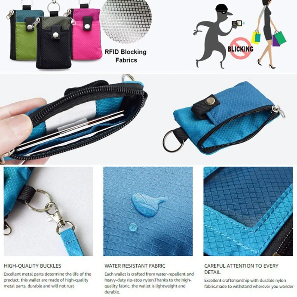กระเป๋าสตางค์กระเป๋าสตางค์ขนาดเล็กกันไอดีแบบมินิมอลซิป dompet koin แบบบาง