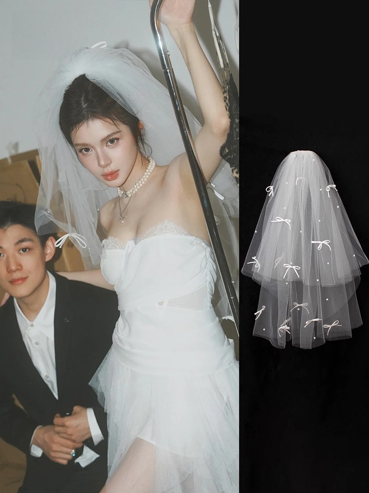 Tocado de novia de estilo coreano, accesorio para el cabello de perlas con bonito lazo, perfecto para estilizar vestidos de n...
