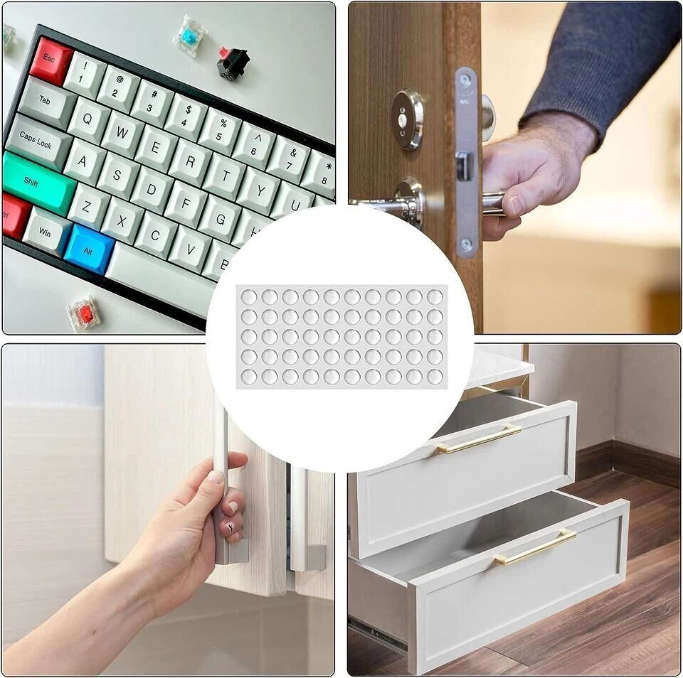 100Pcs Self Adhesive Round Silicone Rubber Bumpers Soft Transparent Black Anti Slip Shock Absorber Feet Pads Damper 10mm