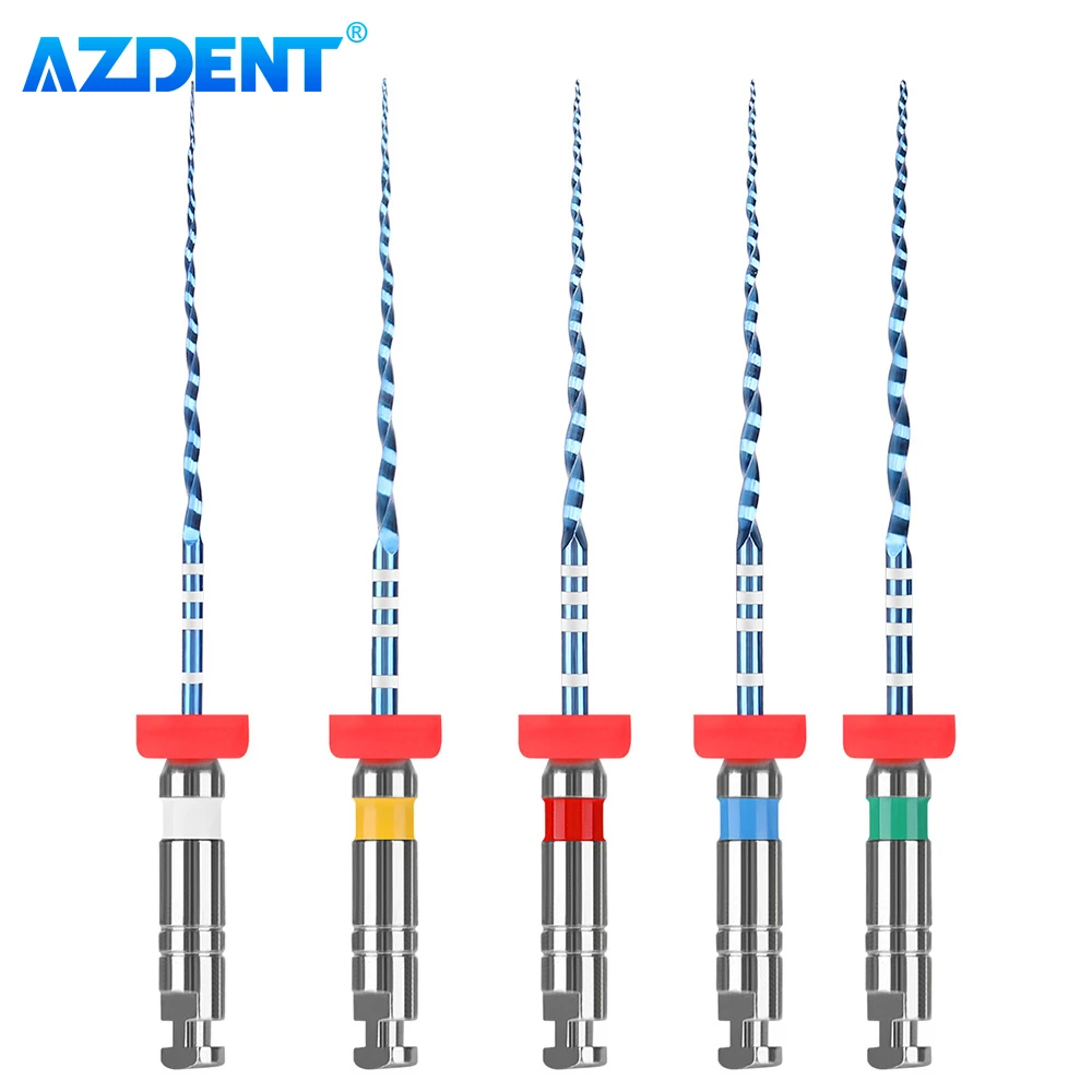6pcs/Box AZDENT Dental Endo V Blue Root Canal Rotary File Thermal Activation NiTi Files Engine Use #15-#40 21mm/25mm Taper 04/06