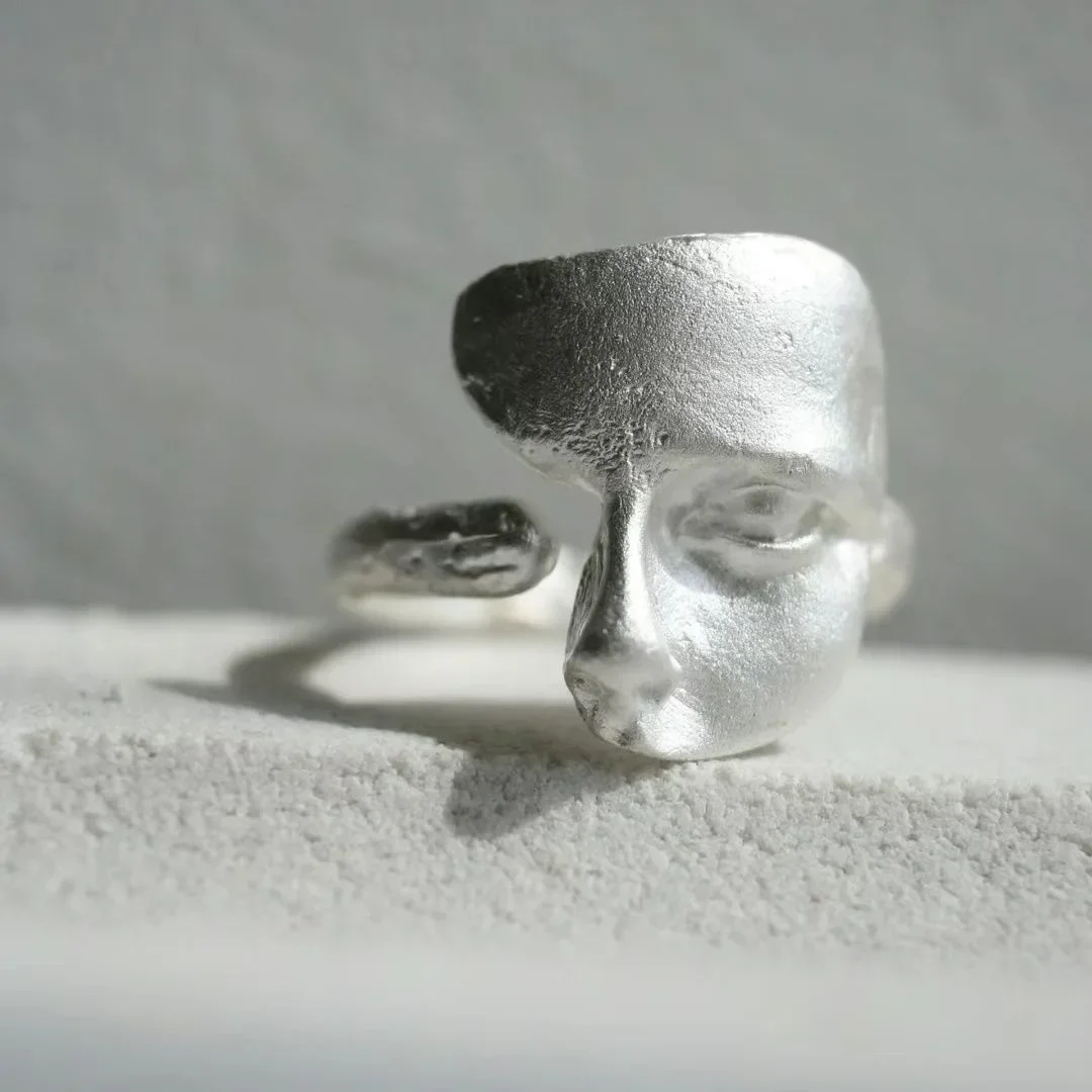 LATS, nuevos anillos abiertos con cara enmascarada mística creativa para mujeres y hombres, máscara con personalidad de estilo gótico, joyería para dedo, regalo al por mayor